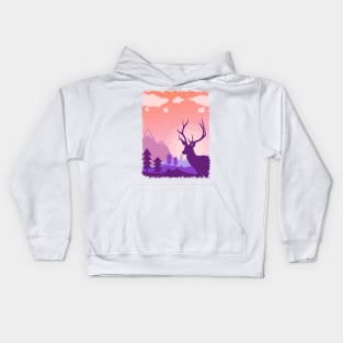 Stag near Sunset Kids Hoodie